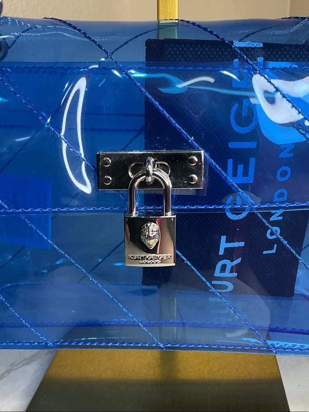 Kurt Geiger London Brixton Vinyl Crossbody Bag with silver-tone chain hardware. - Picture 3 of 4